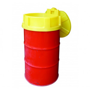 Entonnoir pour fûts avec couvercle - Matière : polyéthylène - Compatible pour fût de 200 L - Utilisation à l'intérieur ou à l'extérieur