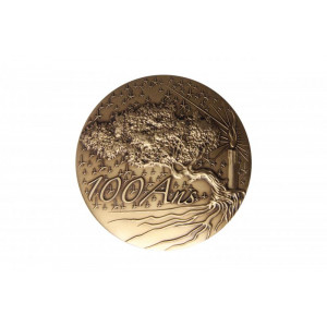Médaille événementielle avec gravure centenaire - Médaille en bronze patiné de diamètre 65mm