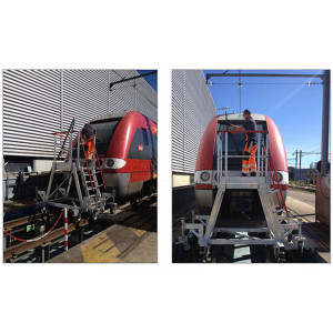 Escabeau ferroviaire mobile - Structure en aluminium - Double système de déplacement