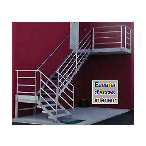 Escalier droit à palier industriel - Charge max. d’utilisation : 200 kg/m²