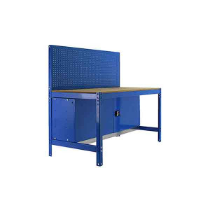 Etabli d’atelier sans vis avec plateaux en bois 400 Kg - Capacité : 400 Kg et 250 Kg – Dimensions : 1445 x 910 x 610 mm – Bleu