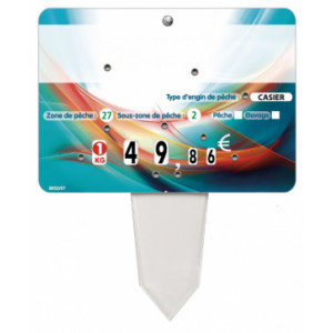 Etiquette de prix pour poissonnerie - Format : 14 x 10 cm - Avec roulettes - Patte PVC cristal - Neutre ou avec texte