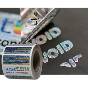 Etiquette de sécurité en polyester holographique Void - Matière : Polyester holographique