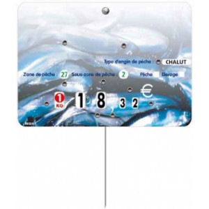 Etiquette pique prix poissonnerie - Format : 14 x 10 cm - Avec roulettes - Pique inox - Neutre ou avec texte