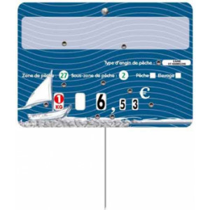 Étiquette poissonnerie avec pique inox - Format : 14 x 10 cm - Avec roulettes - Pique inox - Neutre ou avec texte