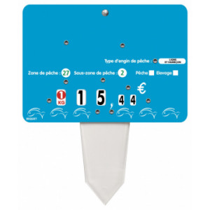 Etiquette poissonnerie à patte PVC cristal - Format : 14 x 10 cm - Avec roulettes - Patte PVC cristal - Neutre ou avec texte