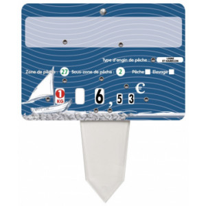 Étiquette poissonnerie avec patte PVC cristal - Format : 14 x 10 cm - Avec roulettes - Patte PVC cristal - Neutre ou avec texte