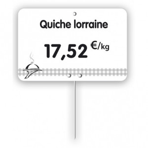 Étiquette pour charcuteries blanche - Format : 8 x 6 cm - Sans roulettes - Pique inox ou sans attachement - Neutre ou avec texte
