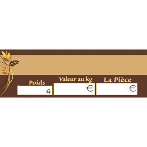 Etiquette prix pour boulangerie - Paquet de 10 - Bande panetière - 5 x 15 cm