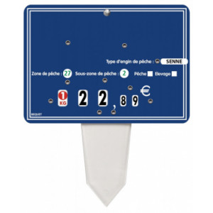 Etiquettes de prix pour poissonneries - Format : 14 x 10 cm - Avec roulettes - Patte PVC cristal - Neutre ou avec texte