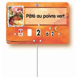 Etiquettes personnalisées boucheries - Format : 8 x 12 ou 7 x 10.5 cm - Avec roulettes - Pique inox - Neutre ou avec texte
