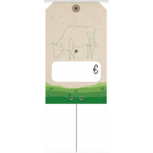 Etiquettes de prix pour viande bovine - Dimensions : 7,5 x 12,5 cm - Matière : PVC blanc 75/100ème