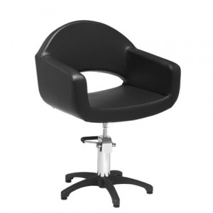 Fauteuil de coiffage noir arrondie - Dimensions du fauteuil (L x P x H) : 67 x 58 x 76/91 cm