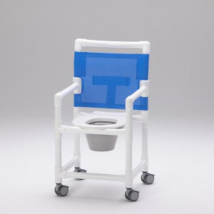 Chaise de douche / toilette - Charge maximale 150 kg - Dossier : tissu hydrofuge en mailles - 4 roulettes
