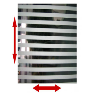 Film décoratif à bandes horizontales pour vitre - Bandes 4mm blanches et 4mm transparentes