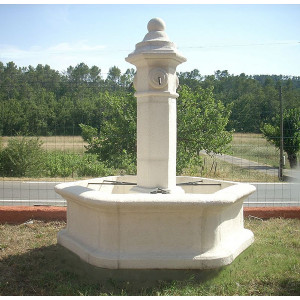 Fontaine de jardin en pierre reconstituée - Diamètre du bassin : 1.58 m