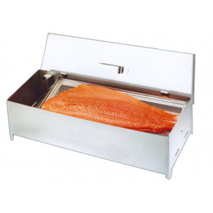 Fumoir à saumon en acier inox - Dimensions (mm) : 700 x 210 x 170