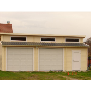 Garage en bois avec toit en gradins - Dimension Hors-tout : 8,20 x 5,80 m
