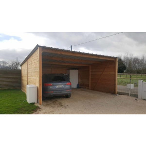 Garage en bois sans porte - Bois Français 100% Douglas (classe III naturel)