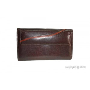 Grand portefeuille pour femme cuir marron - Dimension (L x h) : 18 x 11 cm - Poche à 3 compartiments