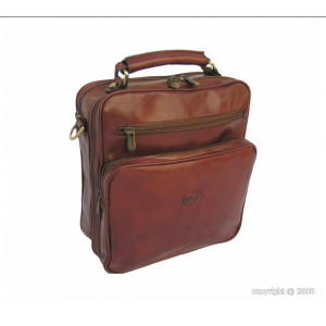 Grande sacoche en cuir de vachette - Dimension (H x l)  : 26 x 24 cm - 2 grandes poches et 4 compartiments