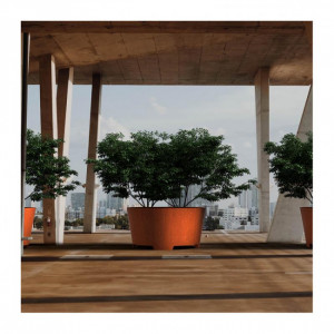 Jardinière conique avec pieds en acier Corten  - Dimensions (Dia x H) : 1000 à 2000 x  800 mm