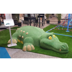 Jeu caoutchouc crocodile 3D pour aire de jeux - Dimensions (H x L x l) : 80 x 200 x 360 cm