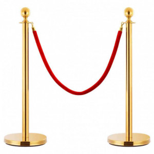 Jeu de barrières de file d'attente VIP  - Hauteur : 100 cm – Longueur corde : 150 cm - Inox Doré ou Argent