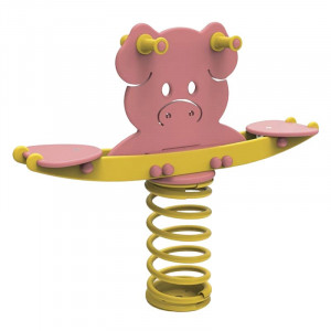 Jeux bascule à ressort "Cochon" - Âge : 1 à 12 ans - Polyéthylène - Hauteur de chute : 60 cm - Conforme à la norme EN 1176
