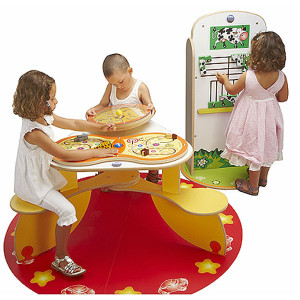 Jeux enfant pour salle d'attente - Table de construction à jouer, puzzle, jeu de l'oie...