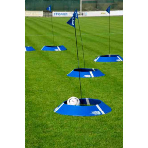 Kit de 10 cibles de foot golf - Drapeaux numérotés de 1 à 10 - Drapeau et base en mousse - Kit de 10