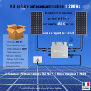 Kit Panneau Solaire 1200 Wc - 2 panneaux photovoltaïques 500 Wc