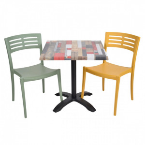 Kit table stratifiée + 2 chaises - 1 plateau stratifié + 1 pied + 2 chaises