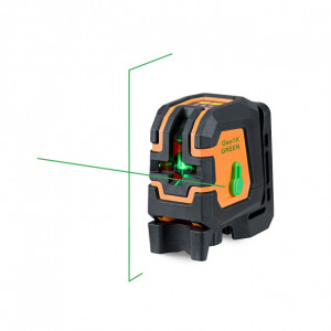 Laser de chantier vert en croix - Précision : ± 3 mm / 10 m - Portée sans cellule : 30 m - Couleur : vert