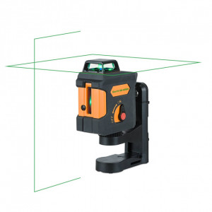 Laser avec une ligne horizontale 360° et une ligne verticale  - Précisions : ± 2 mm / 10 m - Portée sans cellule: 40 m - Couleur : Vert 
