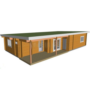 Maison bois à toit plat - Kit madrier massif de 150 M² - Écologique et économique