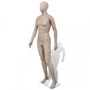  Mannequin Homme tête ronde - Taille du corps : 187 cm – PE écologique - Beige