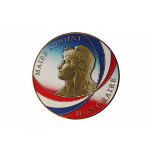 Médaille événementielle avec gravure maire adjoint honoraire - Médaille imprimée en couleurs, de diamètre 70mm