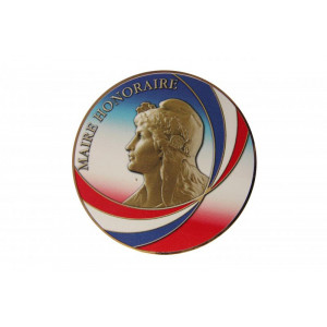 Médaille événementielle avec gravure maire honoraire - Médaille en bronze patiné, en couleurs