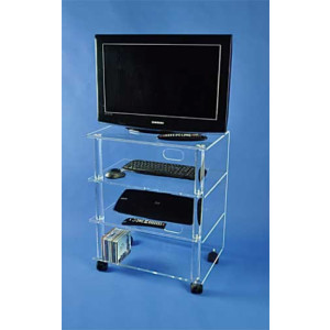 Meuble TV hifi roulettes - Plexiglas épaisseur 1 cm - Dimensions: (L x P x H) 60 x 40 x 74 cm
