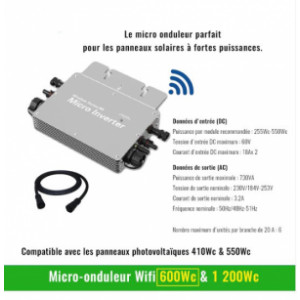 Micro onduleur Wifi - Compatible avec les panneaux photovoltaïques : 410 Wc & 550 Wc