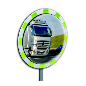 Miroir de sécurité routier panoramique - 180° vue - Polycarbonate - Fixation poteau ou murale - Utilisation extérieure et intérieure