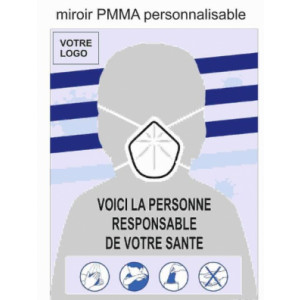 Miroir de sécurité port du masque obligatoire - Format A5 ou A0 - En PMMA