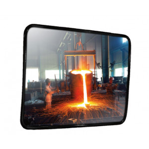 Miroir de sécurité industrielle en inox - Inox - Fixation murale - Garantie 2 ans - Utilisation extérieure et intérieure