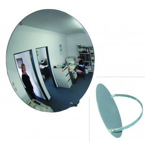 Miroir de surveillance monté sur arceau métallique - Composition : résine acrylique - Diamètre : 300 à 600 mm