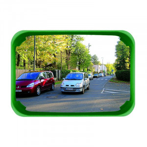 Miroir de surveillance polyvalent cadre vert - Distance de visibilité : 5 à 20 m