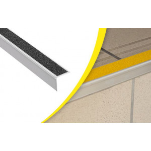 Nez de marche à angle droit - Aluminium - Longueur : 1,5 ou 3 m - Dimensions : 60 x 46 mm - A visser ou à coller