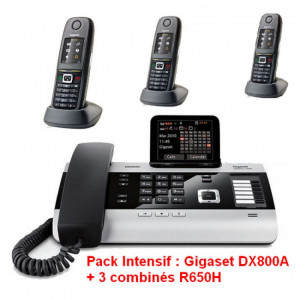 Pack Intensif : Gigaset DX800A + 3 combinés R650H - Standard telephonique - SIDX800R650H3-Gigaset