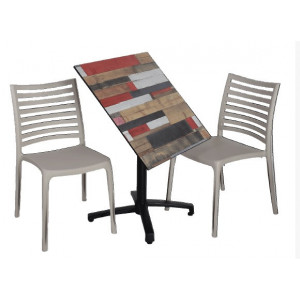 Pack Premium mobilier terrasse - 1 plateau de table + 1 pied + 2 chaises