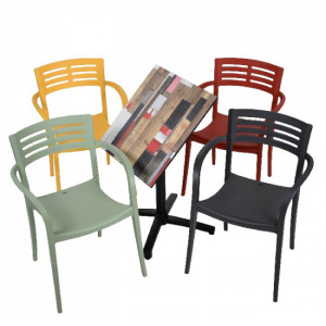 Pack Premium table + fauteuils - Plateau de table + Pied + 2 fauteuils